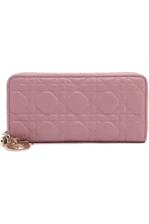 Dior Akcesoria, Kobieta, Różowy, ONE SIZE, Skóra, Skórzany portfel z kieszenią na zamek i przegródkami na karty