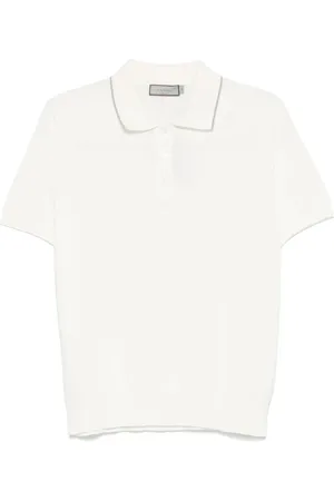 CANALI Koszulki, Mężczyzna, Biały, M, Bawełna, Polo z cienkiej dzianiny