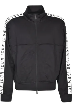 Dsquared2 Kurtki, Mężczyzna, Czarny, L, Bawełna, Sportowa bluza z zamkiem Icon
