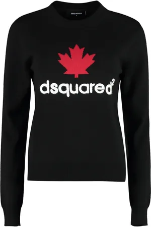 Dsquared2 Swetry, Kobieta, Czarny, L, Wełna, Sweter z Prążkowanymi Brzegami z Wełny Virgin