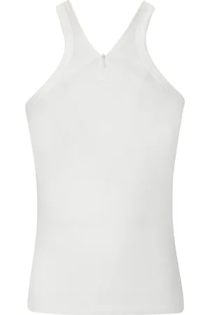 Courrèges Koszulki, Kobieta, Biały, M, Bawełna, Top na ramiączkach z prążkowanej dzianiny Criss Cross