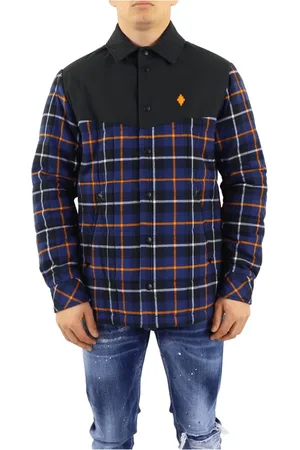 MARCELO BURLON Kurtki, Mężczyzna, Wielobarwność, L, Bawełna, Koszula wierzchnia w kratę Cross Checked