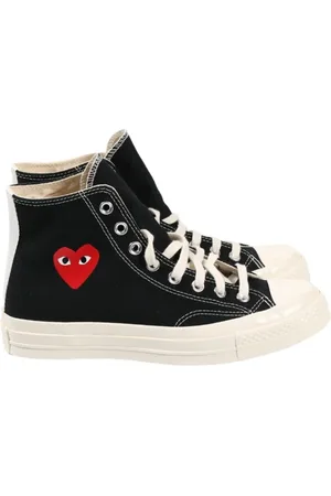 Comme des Garçons Buty, Mężczyzna, Czarny, 42 1/2 EU, Bawełna, Czarne sznurowane sneakersy z płótna