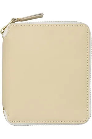 Comme des Garçons Akcesoria, unisex, Beżowy, ONE SIZE, Skóra, Elegancki ekri pionowy portfel zapinany na zamek