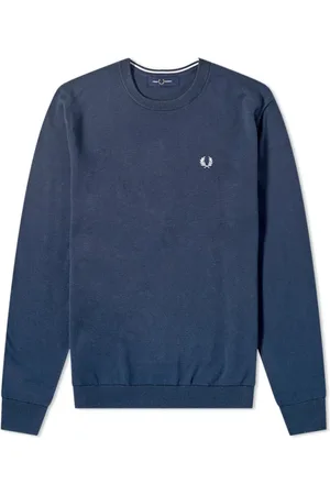 Fred Perry Swetry, Mężczyzna, Niebieski, S, Bawełna, Clic Crew Knitwear