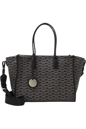 Emporio Armani Torebki, Kobieta, Czarny, ONE SIZE, Skóra, Torba Tote z Monogramem