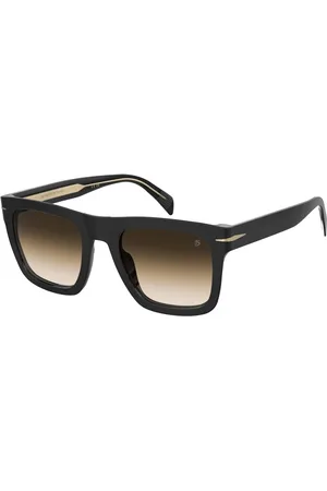 DB EYEWEAR BY DAVID BECKHAM Akcesoria, Mężczyzna, Czarny, 56 MM, Plastowe okulary przeciwsłoneczne Czarno/Brunatny Styl