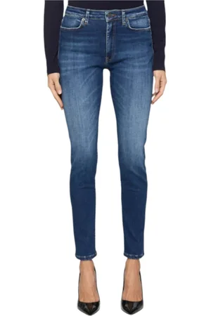 Dondup Jeansy, Kobieta, Niebieski, W31, Bawełna, Iris Super Skinny Jeansyy High-Waisted o Długości do Kostki