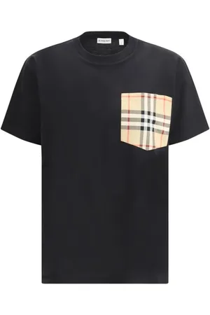 Burberry Koszulki, Kobieta, Czarny, M, T-shirt z kieszonką w kratę