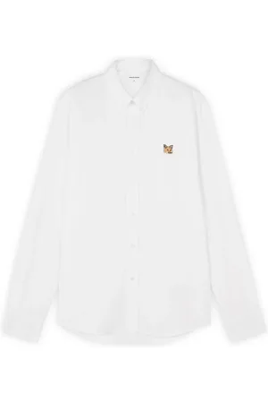 Maison Kitsuné Koszule, Mężczyzna, Biały, M, Bawełna, Koszulka bawełniana z logo głowy białego lisa Fox
