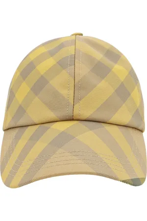 Burberry Akcesoria, Kobieta, Żółty, L, Nylon, Nylonowa czapka w kratę