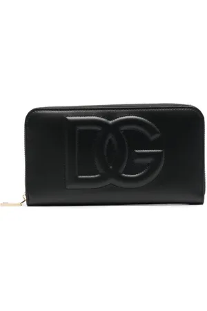 Dolce & Gabbana Akcesoria, Kobieta, Czarny, ONE SIZE, Czarna portmonetka z tłoczonym logo