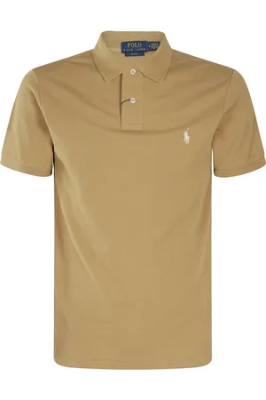 Ralph Lauren Koszulki, Mężczyzna, brązowy, L, Beżowy Polo Sweter Krótki Rękaw