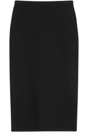 Max Mara Spódnice, Kobieta, Czarny, S, Wełna, Dzianinowa spódnica midi z elastyczną talią