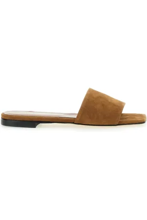 SEMICOUTURE Buty, Kobieta, brązowy, 41 EU, Zamsz, Brązowe klapki na koturnie z zamszu