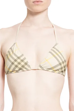 Burberry Stroje kąpielowe, Kobieta, Beżowy, M, Góra od bikini typu halter Wheat Signature