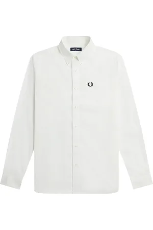 Fred Perry Koszule, Mężczyzna, Biały, L, Bawełna, Casual Shirt