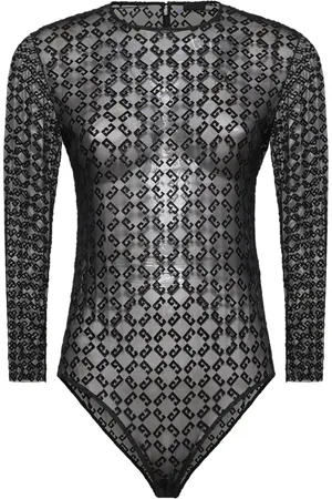 Givenchy Koszulki, Kobieta, Czarny, S, Czarny aksamitny kombinezon z monogramem