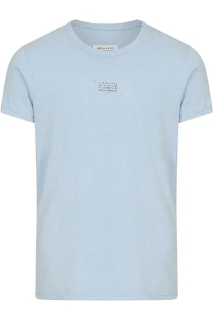 Maison Margiela Koszulki, Mężczyzna, Niebieski, S, Bawełna, T-shirt z okrągłym dekoltem i motywem niebieskich cyfr