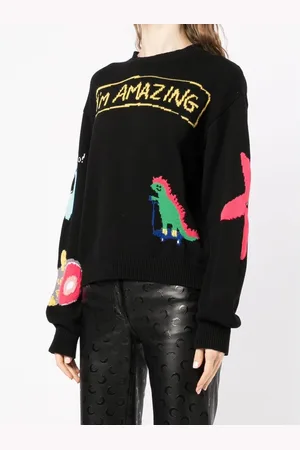 Dsquared2 Swetry, Kobieta, Czarny, L, Bawełna, Sweter z okrągłym dekoltem