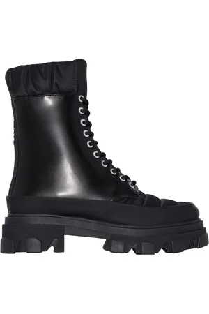 Ganni Buty, Kobieta, Czarny, 36 EU, Skóra, Skórzane Botki w Stylu Militarnym