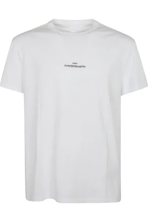 Maison Margiela Koszulki, Mężczyzna, Biały, XL, Bawełna, T-shirt z efektem zniekształconego logo