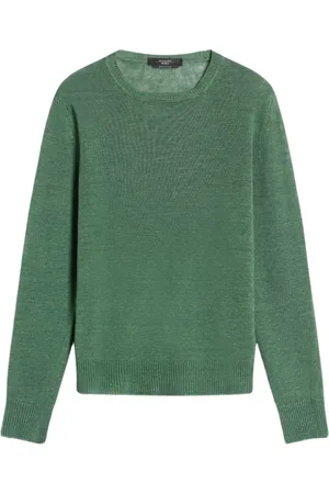 Max Mara Swetry, Kobieta, Zielony, S, Len, Lekki sweter z dzianiny lnianej