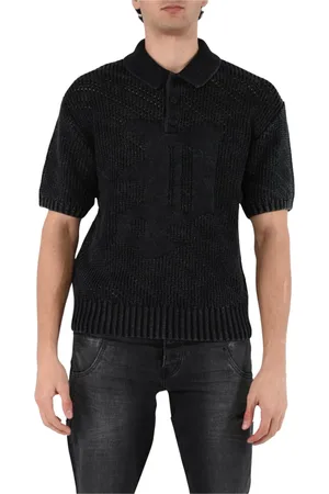 Purple Brand Koszulki, Mężczyzna, Czarny, L, Sweter Polo z guzikami