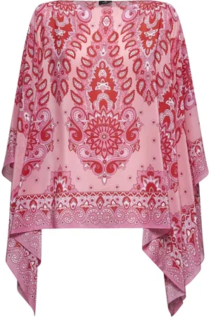 Etro Kurtki, Kobieta, Różowy, ONE SIZE, Jedwabna bluzka w różowe kwiaty i paisley
