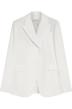 Sportmax Kurtki, Kobieta, Biały, XS, Biały Blezer z Wiskozy i Lnu