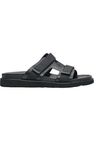 Estro Buty, Mężczyzna, Czarny, 40 EU, Skóra, Czarne skórzane klapki z elastyczną podeszwą