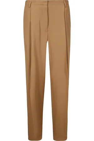DRIES VAN NOTEN Spodnie, Kobieta, brązowy, L, Proste spodnie z lampasem z przodu