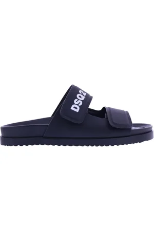 Dsquared2 Buty, Mężczyzna, Czarny, 41 EU, Skóra, Klapki z logo
