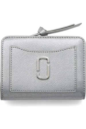 Marc Jacobs Akcesoria, Kobieta, Szary, ONE SIZE, Skóra, Skórzany Portfel Bi-Fold z Logo