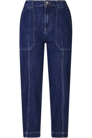 ELEVENTY Jeansy, Kobieta, Niebieski, 2XS, Denim, Denimowe spodnie typu fatigue z bawełny