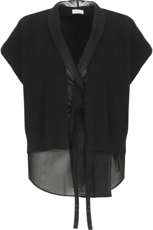Brunello Cucinelli Swetry, Kobieta, Czarny, M, Bawełna, Warstwowy Kardigan