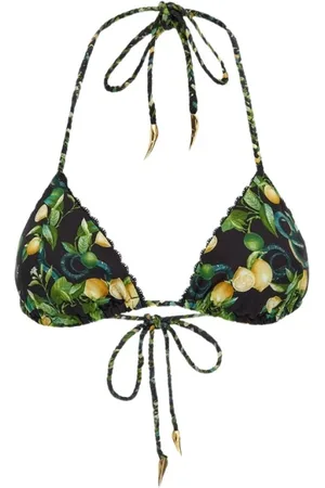 Roberto Cavalli Stroje kąpielowe, Kobieta, Wielobarwność, M, Bikini z cytrynowym nadrukiem w trójkącie
