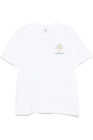 Casablanca Koszulki, Mężczyzna, Biały, L, Bawełna, T-shirt z nadrukiem logo z okrągłym dekoltem