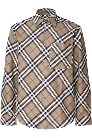 Burberry Koszule, Mężczyzna, Beżowy, L, Wełna, Wełniana kurtka w kratę Vintage Check z boczną kieszenią