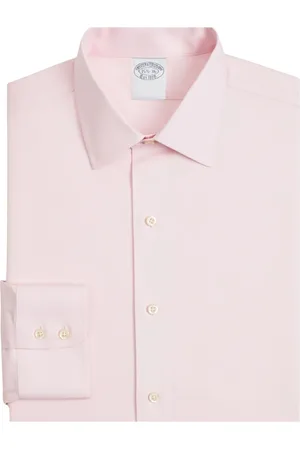 Brooks Brothers Koszule, Mężczyzna, Różowy, XL, Bawełna, Pastelowa różowa koszula wizytowa o regularnym kroju, niewymagająca prasowania, z kołnierzykiem Ainsley