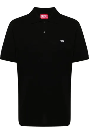 Diesel Koszulki, Mężczyzna, Czarny, L, Bawełna, Koszulka Polo z Naszywką Logo