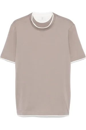 Brunello Cucinelli Koszulki, Mężczyzna, Szary, S, Bawełna, T-shirt z okrągłym dekoltem