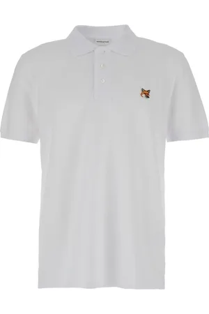 Maison Kitsuné Koszulki, Mężczyzna, Biały, M, Bawełna, Koszulka Polo z Naszywką Lisiej Głowy Fox Head