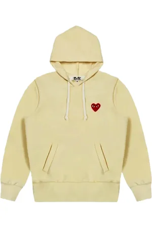 Comme des Garçons Bluzy, Kobieta, Beżowy, L, Poliester, Bluza z kapturem Red Heart Logo Zima 2022