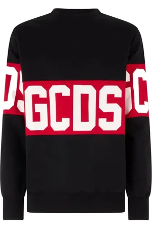 GCDS Bluzy, Mężczyzna, Czarny, M, Czarna Bluza z Kontrastowym Logo Band