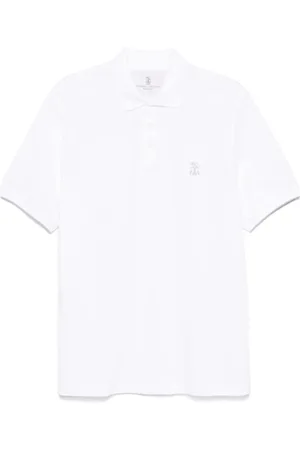 Brunello Cucinelli Koszulki, Mężczyzna, Biały, 3XL, Bawełna, Bawełniany sweter polo z prążkowanym kołnierzykiem