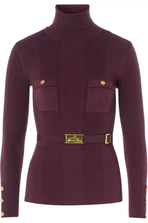 Elisabetta Franchi Swetry, Kobieta, Czerwony, L, Czerwono-Czarny Sweter z Dzianiny