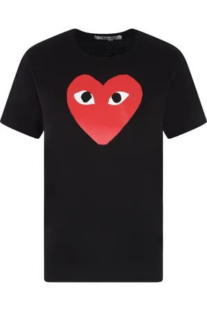 Comme des Garçons Koszulki, Kobieta, Czarny, XL, Bawełna, T-shirt z nadrukiem serca