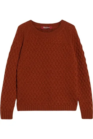 Max Mara Swetry, Kobieta, brązowy, S, Wełna, Dzianina z okrągłym dekoltem Clava