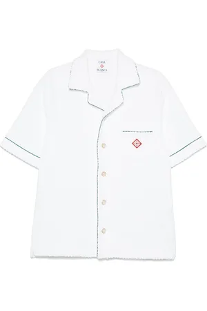 Casablanca Koszule, Mężczyzna, Biały, L, Bawełna, Biała koszula z naszywką z logo